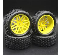 VXELY 4PCS RC 1/10 Scale Off-Road Car Tires Tyre And Wheels, for HSP, 94166/94107/94106 66020 Rc Car Tyre(Yellow)