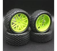 VXELY 4PCS RC 1/10 Scale Off-Road Car Tires Tyre And Wheels, for HSP, 94166/94107/94106 66020 Rc Car Tyre(Green)
