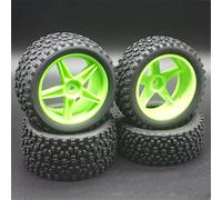 VXELY 4PCS RC 1/10 Scale Off-Road Car Tires Tyre And Wheels, for HSP, 94166/94107/94106 Rc Car Tyre(Green)