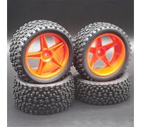 VXELY 4PCS RC 1/10 Scale Off-Road Car Tires Tyre And Wheels, for HSP, 94166/94107/94106 Rc Car Tyre(Red)