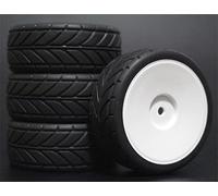 VXELY 4PCS Rubber RC Racing Tires Car On Road Wheel Rim, for HSP, for HPI, 901 ALL 1/10, for HSP, 94123/94122/94103/D4/D3 Rc Car Tyre(901W -6086)