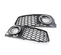 VXELY For Replace A4B8 2009-2011 2Pcs Mesh Type Perforated Fog Light Frame Grill Auto Spare Parts 8KD807682 8KD807681 Fog Light Trim Frame(BLACK With plating)