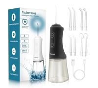 Vxinvnoi Cordless Water Flosser,with Gentle Pulse Technology for Sensitive Gums,300ML Electric Flosser with 8 Adjustable Nozzles and 3 Modes for Oral Cleaning and Braces Care(Black)