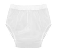 Vxuxlje Adult Unisex Waterproof Diaper Cover Elastic Waistband Leakproof Washable Underwear Matte White S