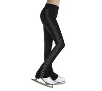 Vxuxlje Kids Girls Ice Skating Tights Sparkly Dance Leggings Shiny Rhinestones Pants High Waist Gymnastics Sweatpants Black 5-6 Years