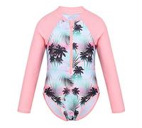 Vxuxlje Kids One Piece Swimsuit Hawaiian Coco Swimming Bodysuit Girls Surfing Bathing Suit Sun Protection Swimwear Pink 7-8 Years