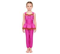 Vxuxlje Kids Princess Costume Performance Practice Pageant Hot Pink 15-16 Years