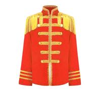Vxuxlje Kids Sergeant Costume Boys Girls 60s Musician Theme Fancy Dress Long Sleeve Tassel Shoulder Jacket Red 7-8 Years