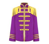 Vxuxlje Kids Sergeant Costume Boys Girls 60s Musician Theme Fancy Dress Long Sleeve Tassel Shoulder Jacket Purple 7-8 Years
