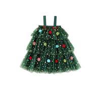Vxuxlje Little Baby Girls Xmas Deluxe Costume Mesh Tulle Tutu Skirts Sleeveless Dress Party Princess Dress Green 2-3 Years