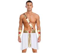 Vxuxlje Men Cupid Costume Halloween God of Love Cupid Cosplay Costume Asymmetrical Hem Skirt White XXL
