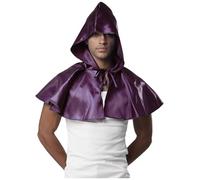 Vxuxlje Men Medieval Cloak Halloween Cosplay Costume Wicca Pagan Hood Hat Adults Gothic Hooded Cape Purple One Size