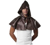 Vxuxlje Men Medieval Cloak Halloween Cosplay Costume Wicca Pagan Hood Hat Adults Gothic Hooded Cape Coffee One Size