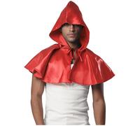 Vxuxlje Men Medieval Cloak Halloween Cosplay Costume Wicca Pagan Hood Hat Adults Gothic Hooded Cape Red One Size