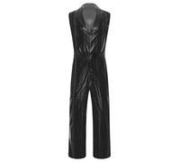 Vxuxlje Men's 70s Disco Outfit One-piece Rainbow Sequin Jumpsuits Halloween Party Dance Costume Black M