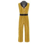 Vxuxlje Men's 70s Disco Outfit One-piece Rainbow Sequin Jumpsuits Halloween Party Dance Costume Gold M