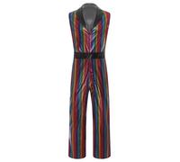 Vxuxlje Men's 70s Disco Outfit One-piece Rainbow Sequin Jumpsuits Halloween Party Dance Costume Rainbow XL