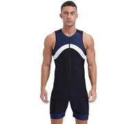 Vxuxlje Mens One Piece Swimsuit Half Swim Suit Diver Man Bathing Swimwear Zipper Front Bodysuit Swim Leotard Navy Blue 4XL