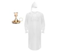 Vxuxlje Victorian Pajamas Set for Men Casual Kaftan Thobe | Nightgown,Full Set Sleepwear Costume,3 Pcs Christmas Nightshirt Costume,Long Sleeve,Colonial Night Cap Outfit,Loose Fit