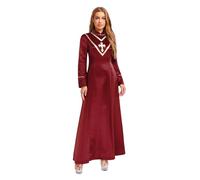 Vxuxlje Women Pastor Costume Minister Long Robes Halloween Priest Cosplay Costume Long Sleeve Maxi Dress Burgundy M