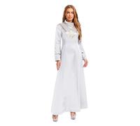 Vxuxlje Women Pastor Costume Minister Long Robes Halloween Priest Cosplay Costume Long Sleeve Maxi Dress White S