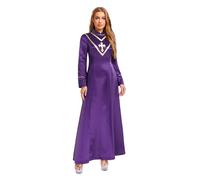Vxuxlje Women Pastor Costume Minister Long Robes Halloween Priest Cosplay Costume Long Sleeve Maxi Dress Purple L