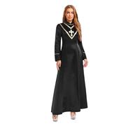 Vxuxlje Women Pastor Costume Minister Long Robes Halloween Priest Cosplay Costume Long Sleeve Maxi Dress Black XL