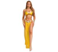 Vxuxlje Womens Ancient Egyptian Costume Egypt Queen Cleopatra Cosplay Outfits Crop Top With Skirt Yellow S