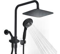 VXV 8'' High Pressure Rainfall Shower Head with 6 Function Handheld Shower Spray, Dual Shower Head Combo with Adjustable Slide Bar, Luxury Matte Black