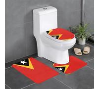 VXXNlnn 3-Piece Democratic Republic of Timor-Leste Print Bathroom Rugs Set - Soft U-Shaped Toilet Floor Mat, Flannel Rug for Bathroom, Dressing Table