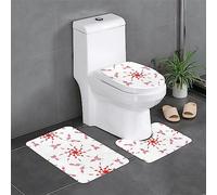 VXXNlnn 3-Piece The budding and turning flower Print Bathroom Rugs Set - Soft U-Shaped Toilet Floor Mat, Flannel Rug for Bathroom, Dressing Table