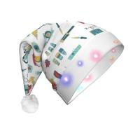 VXXNlnn abstraction biology chemistry4 Print LED Christmas Hat for Adults - Festive Santa Hat, Soft Plush Winter Holiday Party Headwear