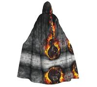 VXXNlnn Adult Halloween Hooded Cloak - burning guitar Print Costume Cape for Party, Carnival, Cosplay, and Stage Performances