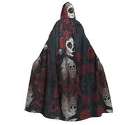 VXXNlnn Adult Halloween Hooded Cloak - Day of the Dead Girl Print Costume Cape for Party, Carnival, Cosplay, and Stage Performances
