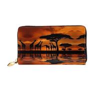VXXNlnn Africa Giraffe Majestic Tree Print Leather Wallet â€“ Long Clutch for Women, Thin Bifold Checkbook Wallet with Card Holder, Coin Pocket