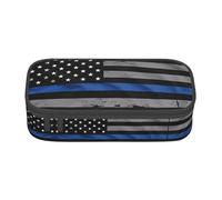 VXXNlnn American Thin Blue Line Flag Print Pencil Case â€“ Multi-Purpose Pen Organizer, Stationery Bag, Perfect for School, Office, and Travel