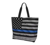 VXXNlnn American Thin Blue Line Flag Print Shoulder Bag â€“ Large Reusable Tote Bag for Women, Storage Tote Bag for Shopping, Travel, & Daily Life