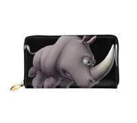 VXXNlnn Angry Rhino Print Leather Wallet â€“ Long Clutch for Women, Thin Bifold Checkbook Wallet with Card Holder, Coin Pocket