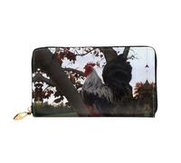 VXXNlnn Backyard Chickens Print Leather Wallet - Long Clutch for Women, Thin Bifold Checkbook Wallet with Card Holder, Coin Pocket