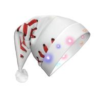 VXXNlnn Baseball Lace Close Up Print LED Christmas Hat for Adults - Festive Santa Hat, Soft Plush Winter Holiday Party Headwear