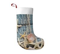 VXXNlnn Beach Seashells Starfish Sand Print Christmas Stocking Party Decoration – Large Xmas Tree Hanging Ornament for Fireplace, Home & Office
