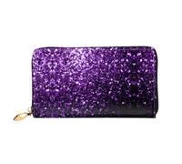 VXXNlnn Beautiful Purple Glitter Print Leather Wallet â€“ Long Clutch for Women, Thin Bifold Checkbook Wallet with Card Holder, Coin Pocket
