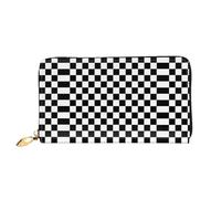 VXXNlnn Black and White Checkered Print Leather Wallet - Long Clutch for Women, Thin Bifold Checkbook Wallet with Card Holder, Coin Pocket