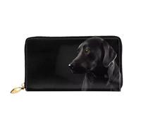 VXXNlnn Black Labrador Print Leather Wallet - Long Clutch for Women, Thin Bifold Checkbook Wallet with Card Holder, Coin Pocket