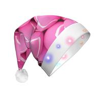 VXXNlnn Bright Pink Tennis Balls Print LED Christmas Hat for Adults - Festive Santa Hat, Soft Plush Winter Holiday Party Headwear