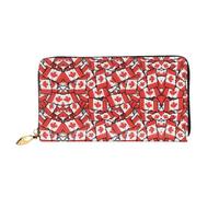 VXXNlnn Canadian Flag Print Leather Wallet - Long Clutch for Women, Thin Bifold Checkbook Wallet with Card Holder, Coin Pocket