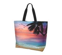 VXXNlnn Coconut Palm Tree Sandy Beach Print Shoulder Bag â€“ Large Reusable Tote Bag for Women, Storage Tote Bag for Shopping, Travel, & Daily Life