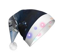 VXXNlnn Cruise Ship Print LED Christmas Hat for Adults - Festive Santa Hat, Soft Plush Winter Holiday Party Headwear