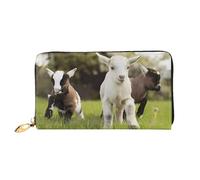 VXXNlnn Cute Goat's Print Leather Wallet â€“ Long Clutch for Women, Thin Bifold Checkbook Wallet with Card Holder, Coin Pocket