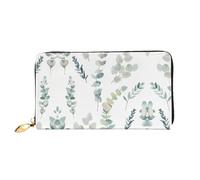 VXXNlnn Eucalyptus Leaves Print Leather Wallet â€“ Long Clutch for Women, Thin Bifold Checkbook Wallet with Card Holder, Coin Pocket